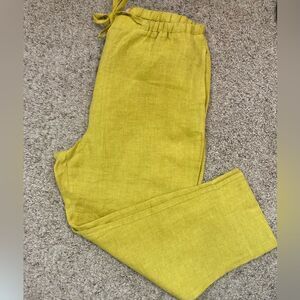 South Street Linen cropped pants w/ pockets in citron (2P)